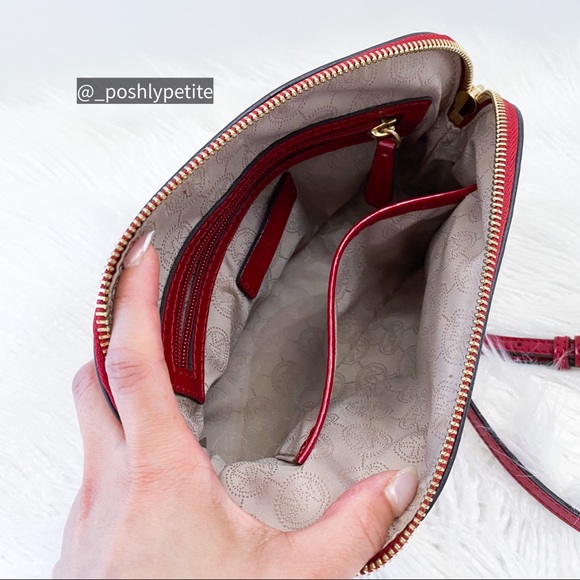 Michael Kors Authentic red & black patent dome crossbody purse bundle deal - Picture 7 of 16